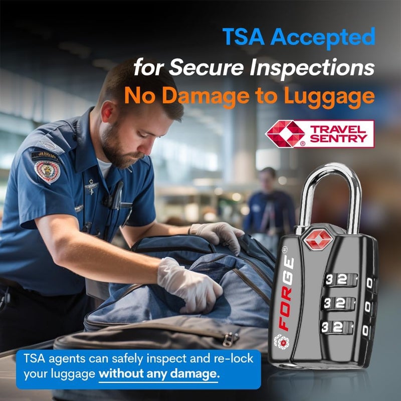 Forge Luggage Locks TSA Approved 4 Pack 4 Colors, Small Combination Lock with Zinc Alloy Body, Open Alert, Easy Read Dials, for Travel Suitcase, Bag, Backpack, Lockers. - Image 2